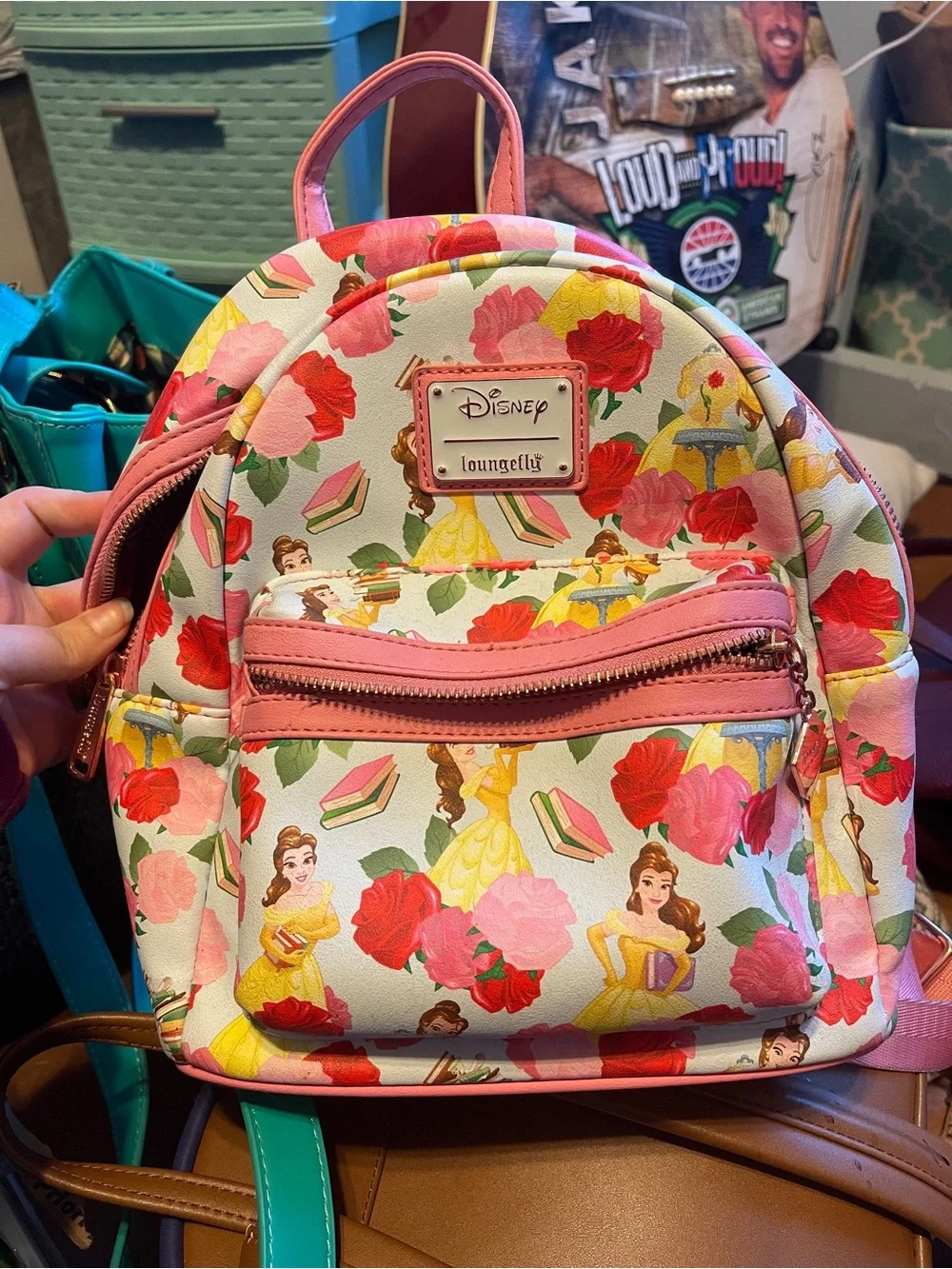 Loungefly Kids Belle Floral Mini Backpack - Pink, Red, Yellow, Green